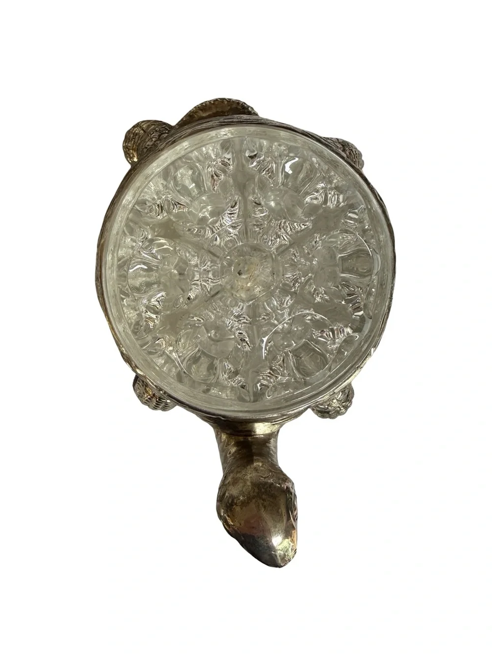 Vintage KI Silver Plate Turtle with Glass Flower Frog Insert